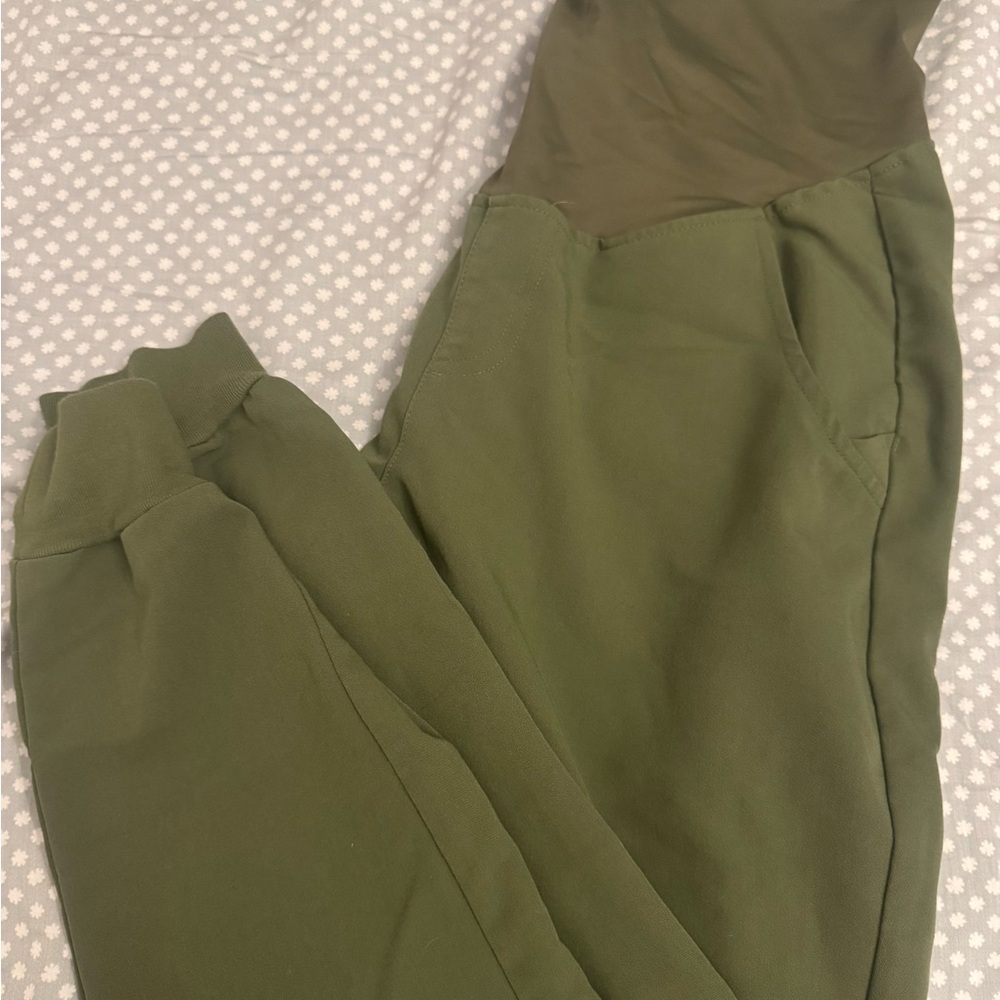 Olive Green Figs Maternity Jogger Pants
